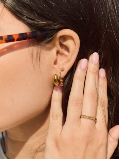 Boucle d'oreille puce strass